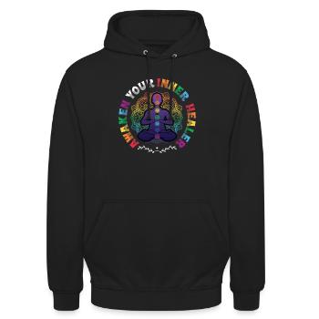 Éveillez votre guérisseur intérieur, Reiki Spirituel - Sweat-shirt à capuche unisexe - noir - Devant - Alina (178cm) & Michal (187cm)