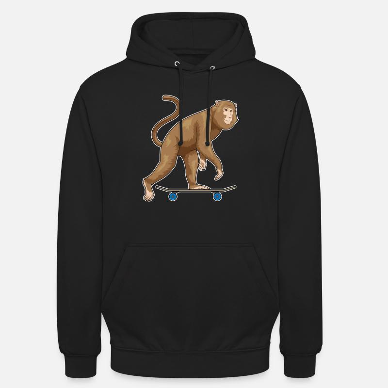 Monkey Skater Skateboard - Sweat-shirt à capuche unisexe - noir