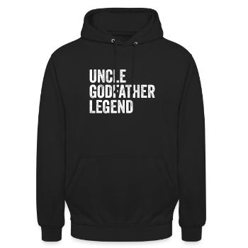 Herren Onkel Pate Legende Lustiges Geschenk für einen Gefallen - Unisex Hoodie - Schwarz - Vorne - Alina (178cm) & Michal (187cm)