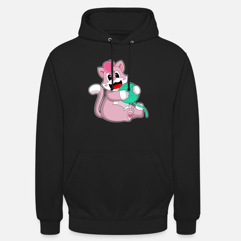 Chat boule de laine - Sweat-shirt à capuche unisexe - noir