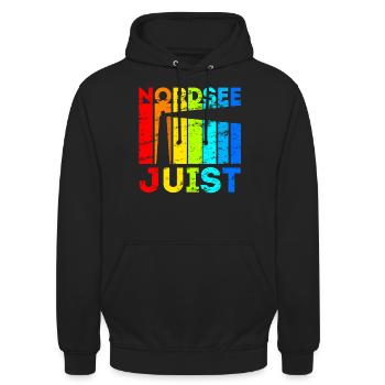 Juist Nordsee Ostfriesische Insel Geschenk - Unisex Hoodie - Schwarz - Vorne - Alina (178cm) & Michal (187cm)