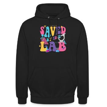 Gespeichert durch die Labor -Retro Lab Tech Lab We - Unisex Hoodie - Schwarz - Vorne - Alina (178cm) & Michal (187cm)
