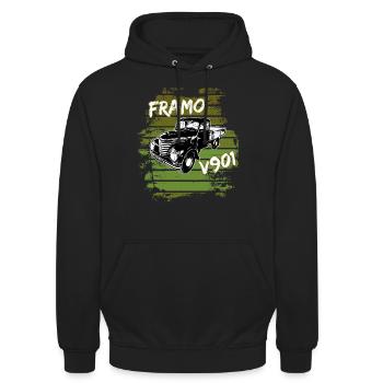 Camion transporteur à plateau Framo DDR IFA Oldtimer - Sweat-shirt à capuche unisexe - noir - Devant - Alina (178cm) & Michal (187cm)