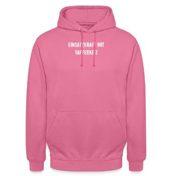 Feuerwehr - Einsatzkraft mit Tapferkeit - Unisex Hoodie - Pink - Vorne - Alina (178cm) & Michal (187cm)