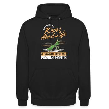 Gottesanbeterin Mantis Fangschrecke - Unisex Hoodie - Schwarz - Vorne - Alina (178cm) & Michal (187cm)