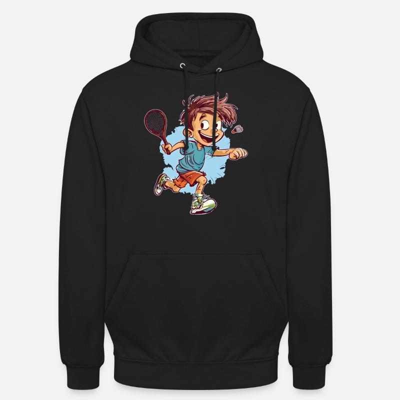 Badminton Playing Boy - Kids Badminton - Sweat-shirt à capuche unisexe - noir