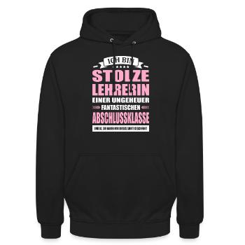 Ich Bin Stolze Lehrerin Abschlussklasse Abschied - Unisex Hoodie - Schwarz - Vorne - Alina (178cm) & Michal (187cm)