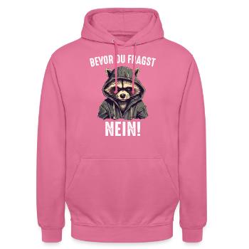 Waschbär Tier Barbados-Waschbär - Unisex Hoodie - Pink - Vorne - Alina (178cm) & Michal (187cm)
