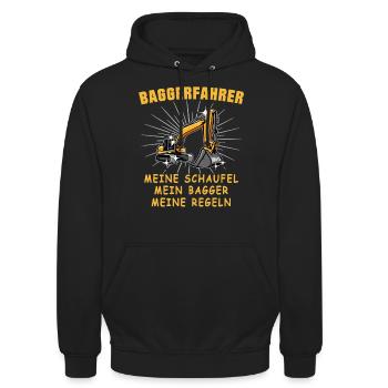 Bagger Baggerfahrer Baggern - Unisex Hoodie - Schwarz - Vorne - Alina (178cm) & Michal (187cm)