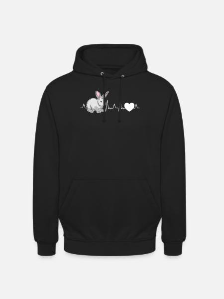 Rabbit Heartbeat Rabbit - Unisex Hoodie - black