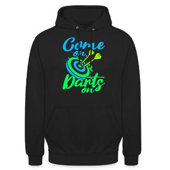 Club de sport de fléchettes, jeu de fléchettes, fléchettes de sport Pfeil - Sweat-shirt à capuche unisexe - noir - Devant - Alina (178cm) & Michal (187cm)