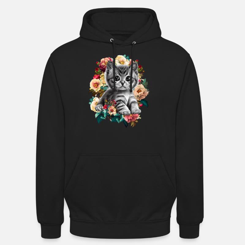 Fleurs de chat - Sweat-shirt à capuche unisexe - noir