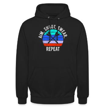 Club de sport de fléchettes, jeu de fléchettes, fléchettes de sport Pfeil - Sweat-shirt à capuche unisexe - noir - Devant - Alina (178cm) & Michal (187cm)