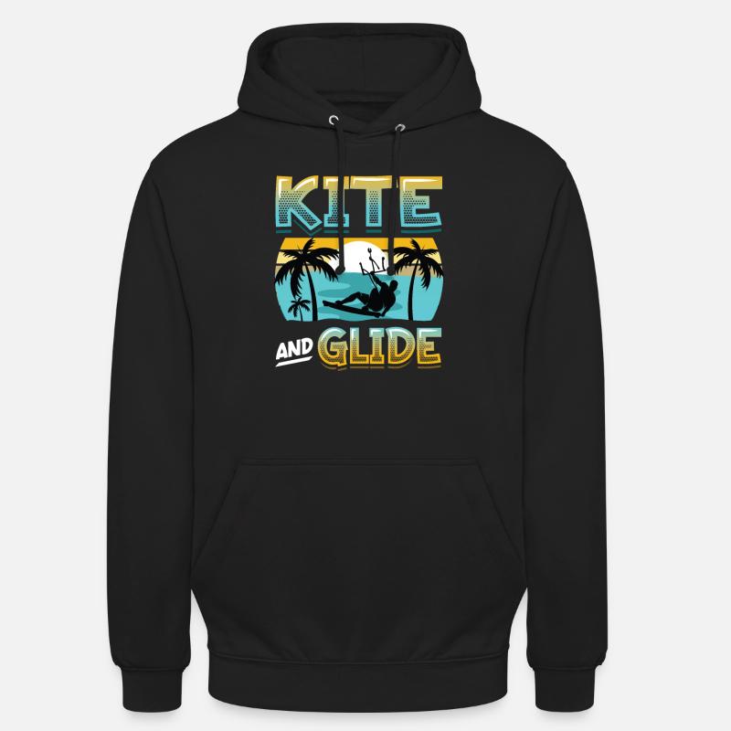 Kite Et Plan, Kitesurf - Sweat-shirt à capuche unisexe - noir