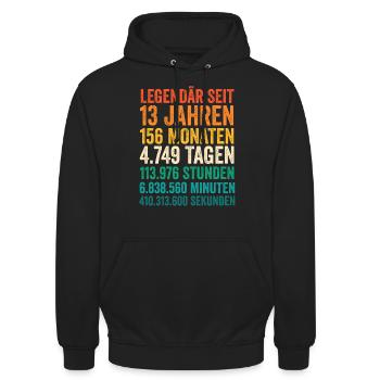 13 Jahre Dreizehnter Geburtstag - Unisex Hoodie - Schwarz - Vorne - Alina (178cm) & Michal (187cm)