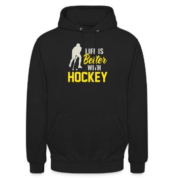 Sports des joueurs de hockey sur gazon - Sweat-shirt à capuche unisexe - noir - Devant - Alina (178cm) & Michal (187cm)