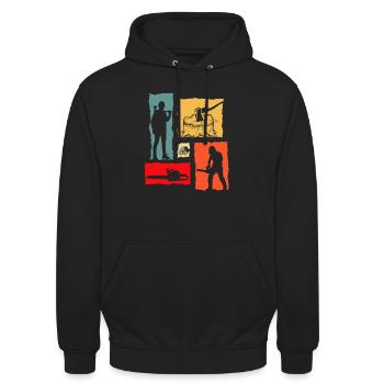 Lumberjack Retro - Unisex Hoodie - Schwarz - Vorne - Alina (178cm) & Michal (187cm)