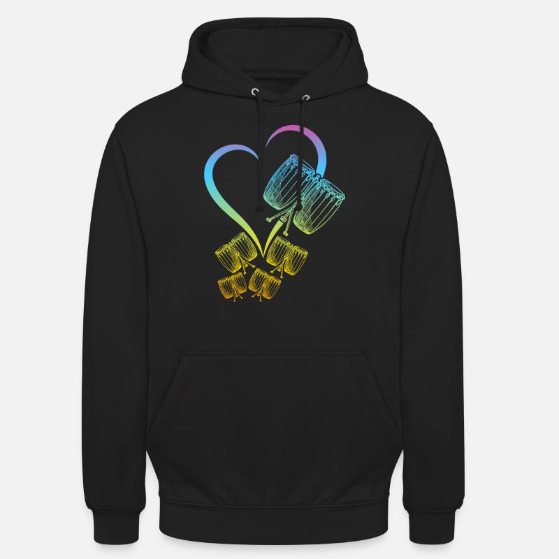 Conga Heart Conga Drum Conga Instruments - Unisex Hoodie - black