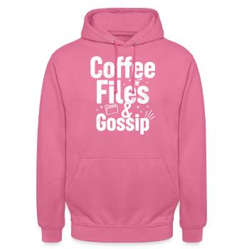 Kaffee, Akten Und Klatsch - HR -Offizier - Unisex Hoodie - Pink - Vorne - Alina (178cm) & Michal (187cm)