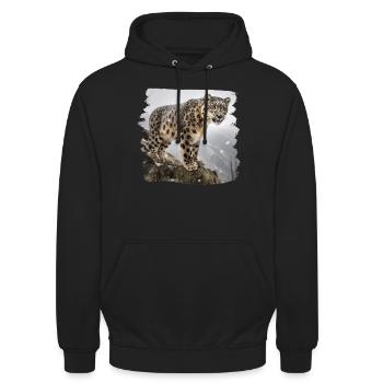 Snow Leopard Snow Leopard - Unisex Hoodie - black - Front - Alina (178cm) & Michal (187cm)