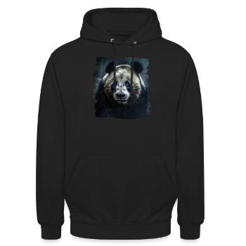 Pandas realistic Panda Großer Panda - Unisex Hoodie - Schwarz - Vorne - Alina (178cm) & Michal (187cm)