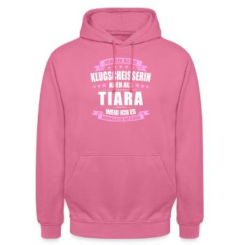 Name Tiara Vorname Klugscheisserin Namenstag - Unisex Hoodie - Pink - Vorne - Alina (178cm) & Michal (187cm)