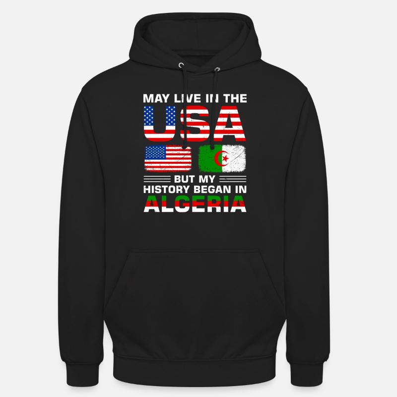 Drapeau des États-Unis Amérique Algérie drapeau algérien - Sweat-shirt à capuche unisexe - noir