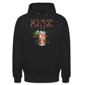 Blutgruppe Cuba Libre Cocktail Barkeeper - Unisex Hoodie - Schwarz - Vorne - Alina (178cm) & Michal (187cm)