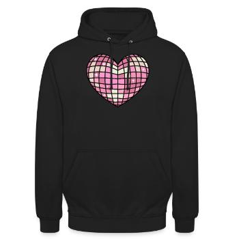 Dänische Pastell-Ästhetik Herz Disco Ball - Unisex Hoodie - Schwarz - Vorne - Alina (178cm) & Michal (187cm)