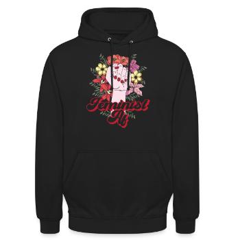 Feminist Flower Floral Feminist Af - Unisex Hoodie - Schwarz - Vorne - Alina (178cm) & Michal (187cm)