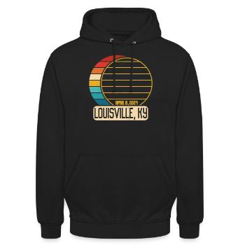 Total Solar Eclipse Kentucky Louisville EclipseLou - Unisex Hoodie - Schwarz - Vorne - Alina (178cm) & Michal (187cm)