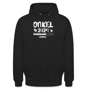 Onkel Loading 2024 Onkel - Unisex Hoodie - Schwarz - Vorne - Alina (178cm) & Michal (187cm)
