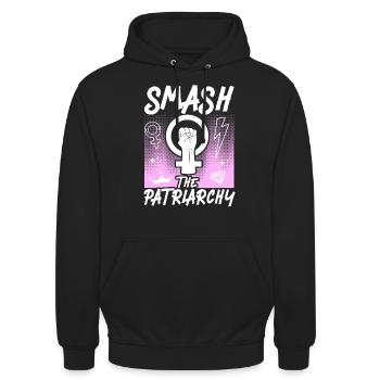 Feminist Smash Patriarchy - Unisex Hoodie - Schwarz - Vorne - Alina (178cm) & Michal (187cm)