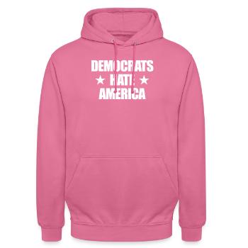 Demokraten hassen Amerika konservativer Republikan - Unisex Hoodie - Pink - Vorne - Alina (178cm) & Michal (187cm)