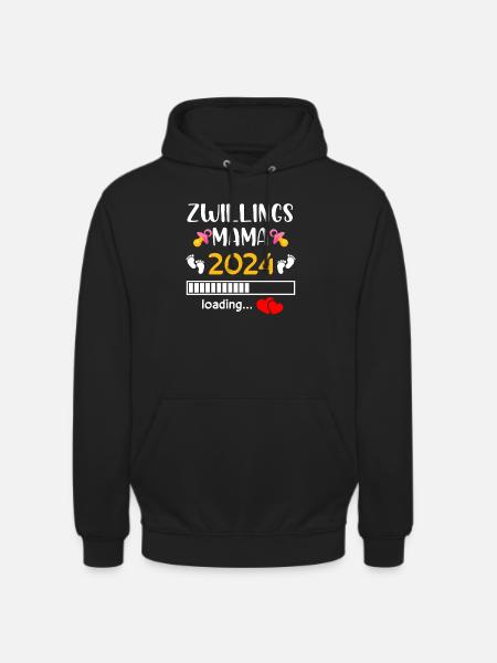 Zwillingsmama 2024 Mama Loading - Unisex Hoodie - Schwarz