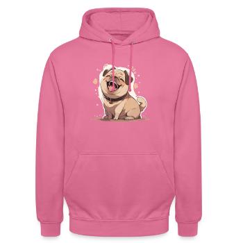 Carlin Carlin Chien Pug Cadeaux Carlin Amoureux du Carlin - Sweat-shirt à capuche unisexe - rose - Devant - Alina (178cm) & Michal (187cm)