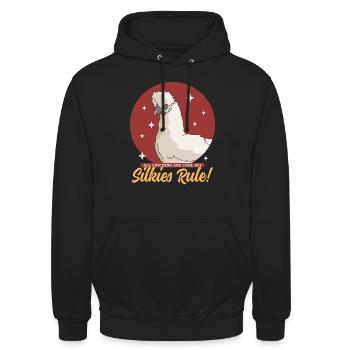 Seidenhühner Seidenhuhn Silkie Hühner Geschenk - Unisex Hoodie - Schwarz - Vorne - Alina (178cm) & Michal (187cm)
