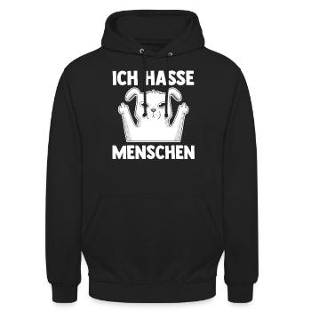 Hund Ich Hasse Menschen - Unisex Hoodie - Schwarz - Vorne - Alina (178cm) & Michal (187cm)