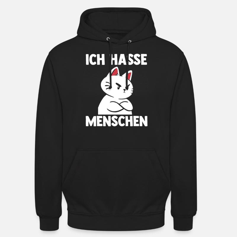 Katze Ich Hasse Menschen - Unisex Hoodie - Schwarz
