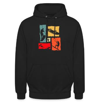 Wakeboard Retro - Unisex Hoodie - Schwarz - Vorne - Alina (178cm) & Michal (187cm)