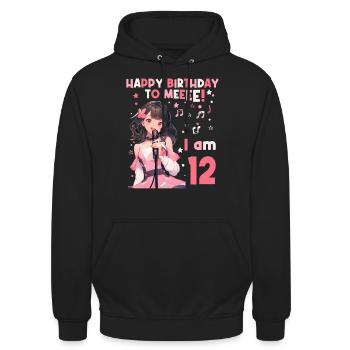 Anime Mandga K-Pop KPop Mädchen 12. Geburtstag - Unisex Hoodie - Schwarz - Vorne - Alina (178cm) & Michal (187cm)