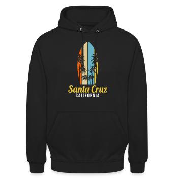 Surf en Californie Santa Cruz - Sweat-shirt à capuche unisexe - noir - Devant - Alina (178cm) & Michal (187cm)