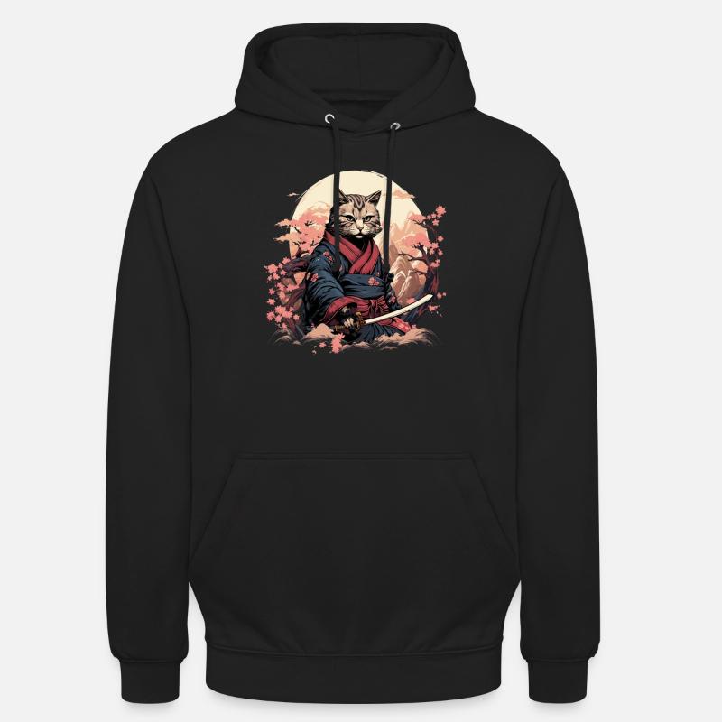 Ninja Cat Samurai Artwork - Unisex Hoodie - black