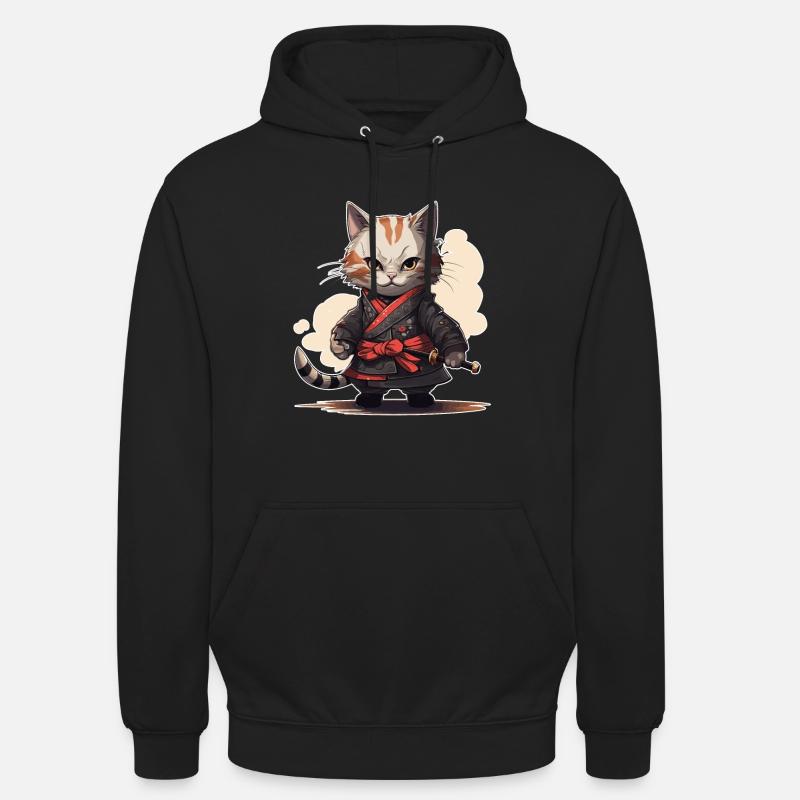 Japanese Samurai Kitty Swordplay - Unisex Hoodie - Schwarz