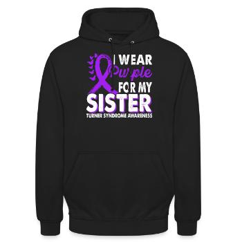 Portez du violet pour le Mois de la sensibilisation - Sweat-shirt à capuche unisexe - noir - Devant - Alina (178cm) & Michal (187cm)