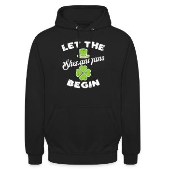 Que les manigances commencent Shamrock - Sweat-shirt à capuche unisexe - noir - Devant - Alina (178cm) & Michal (187cm)
