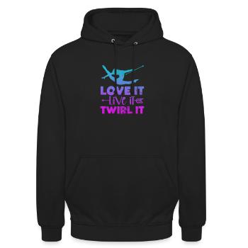 Baton Twirling - Sweat-shirt à capuche unisexe - noir - Devant - Alina (178cm) & Michal (187cm)