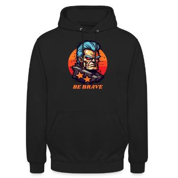 Cooler Opa Ratschlag: Sei mutig - Unisex Hoodie - Schwarz - Vorne - Alina (178cm) & Michal (187cm)