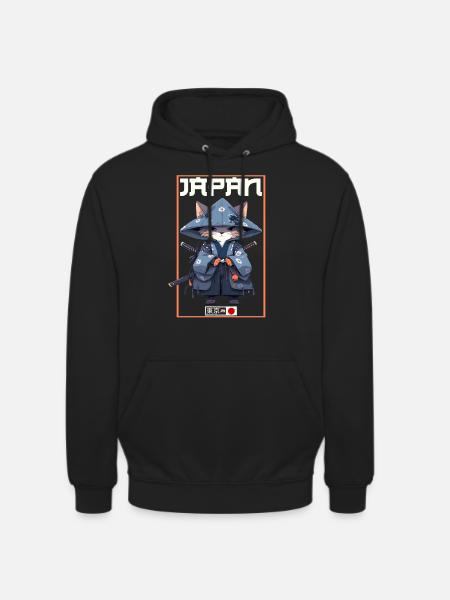 Asia Cat Japanese Samurai Samurai - Unisex Hoodie - black