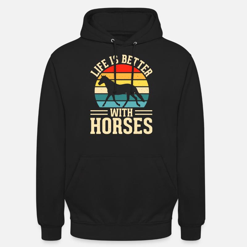 Chevaux - Sweat-shirt à capuche unisexe - noir